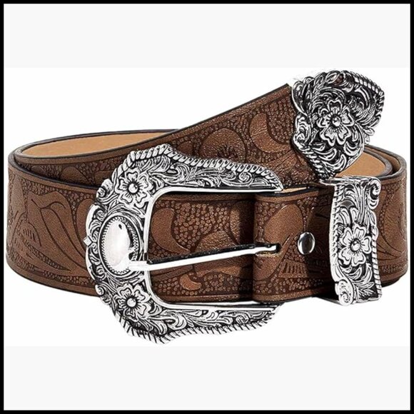 Vintage Western Leather Belt for Jeans with Alloy Buckle main image 5